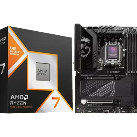 AMD Ryzen 7 9800X3D Processor & MSI MPG X870E Carbon WIFI AM5 Motherboard Bundle